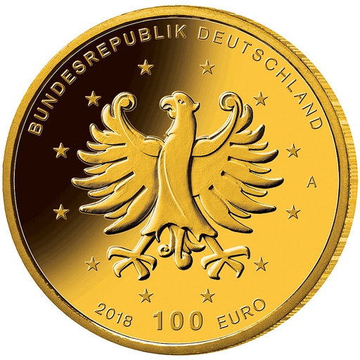 [108335] 100 Euro Castles Augustusburg and Falkenlust 1/2oz Gold Coin 2018 | Germany (A)